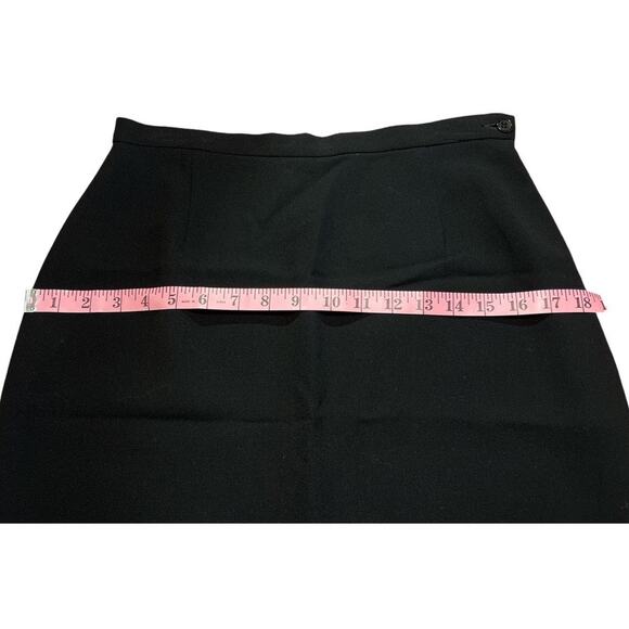 Vtg Giorgio Armani Italy Pencil Straight Skirt Wool Sz 8 Black Retro Power Siren - Picture 8 of 9